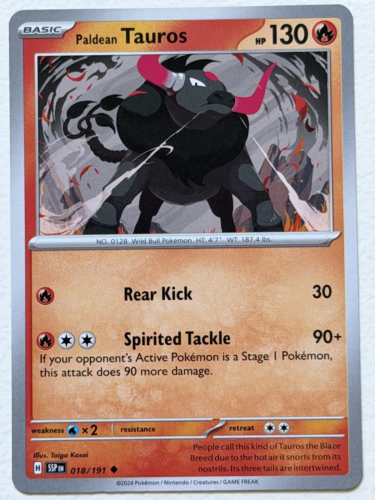 Paldean Tauros 18/191 Surging Sparks Uncommon Near Mint Pokemon