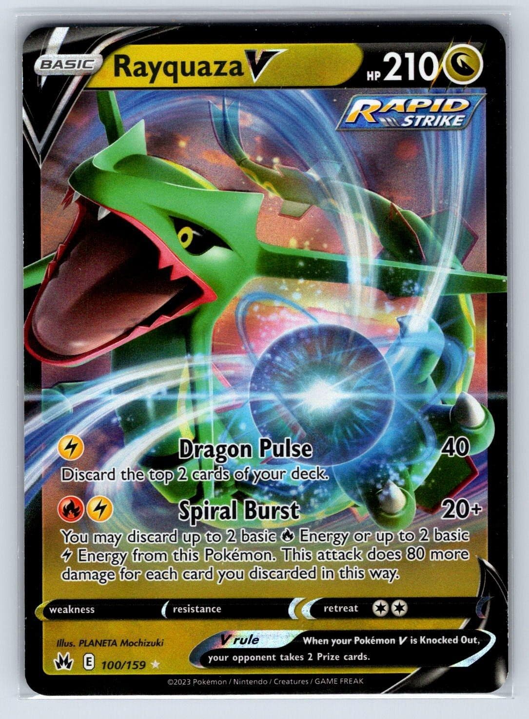 Rayquaza V 100/159 Crown Zenith Holo Pokemon Near Mint