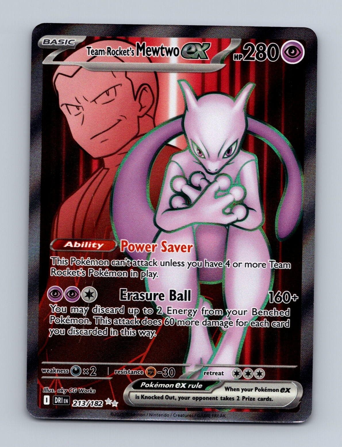 TEAM ROCKET'S MEWTWO EX 213/182 UR DESTINED RIVALS POKEMON HOLO NM/M