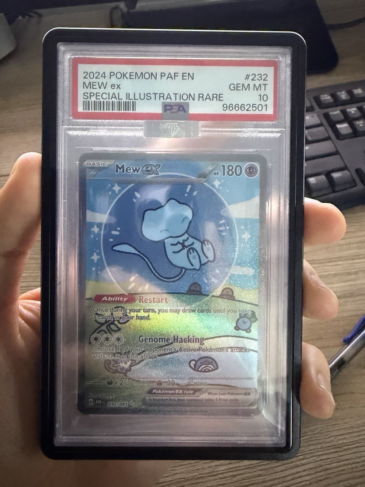 2024 Mew Ex 232/091 Palawan Fates SIR Bubble Mew PSA 10 MBA silver