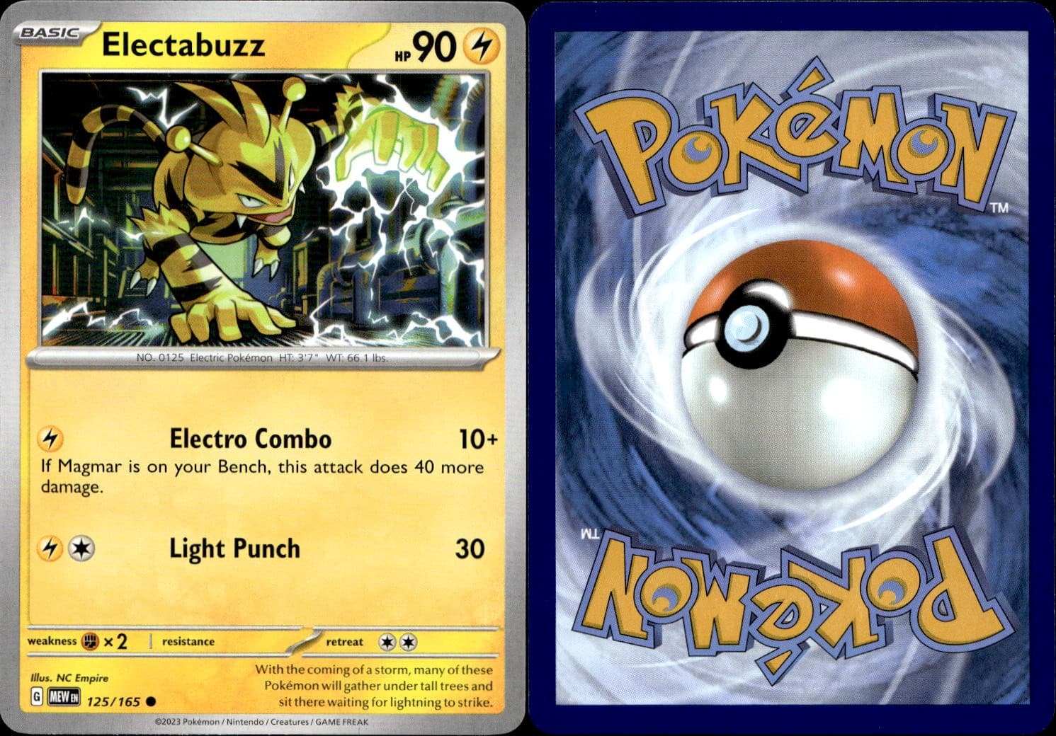 Electabuzz 125/165 Common 151 Pokemon Near Mint