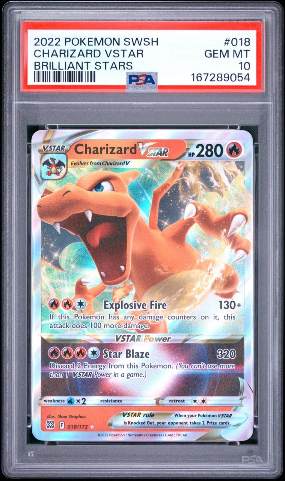 Charizard VSTAR 018/172 Swsh09: Brilliant Stars Ultra Rare PSA 10