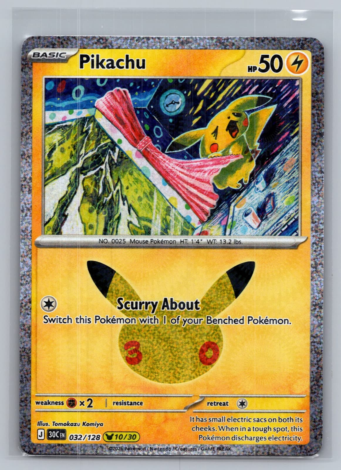 Pikachu #32/128 30th Celebration Pokemon TCG