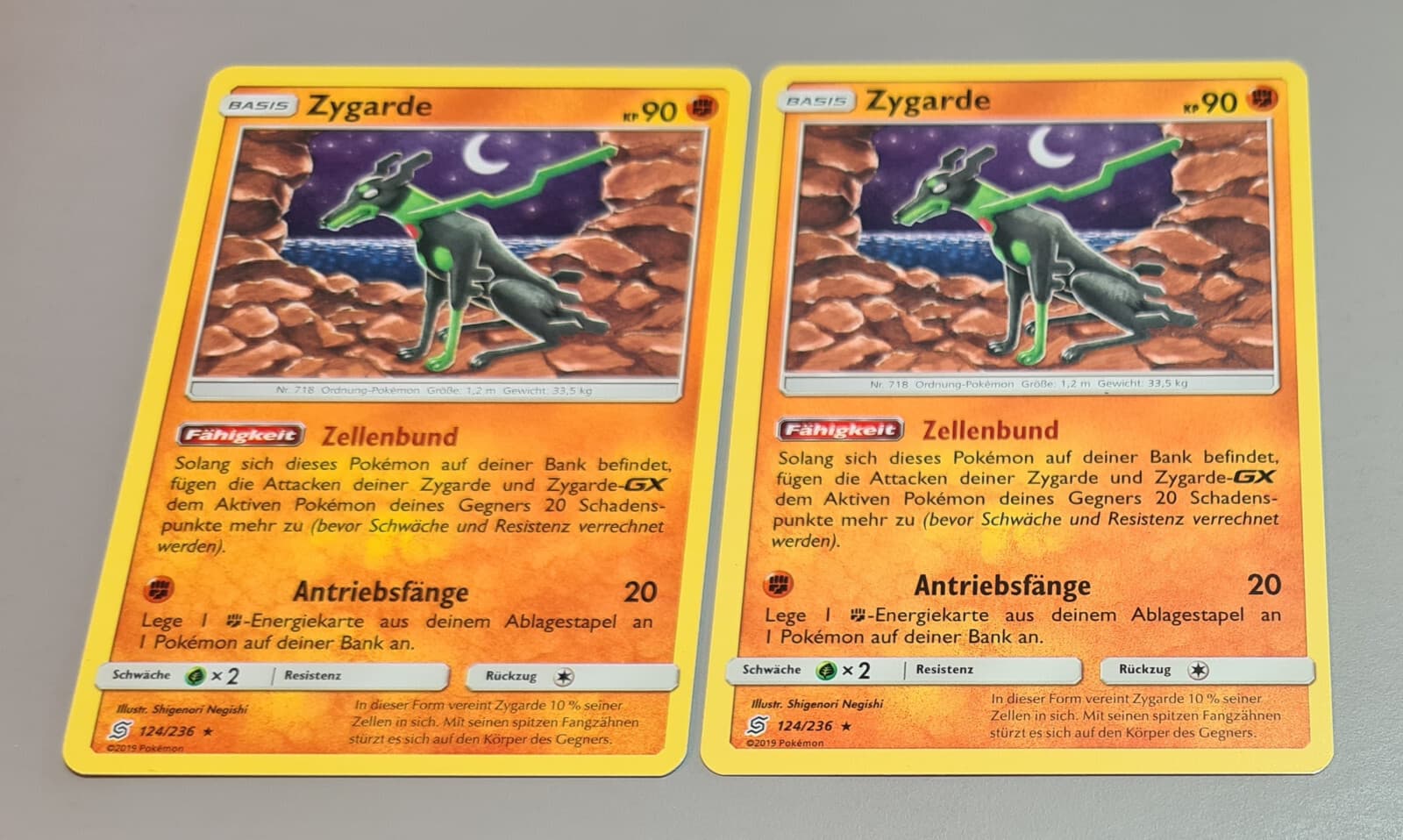 2er Set Zygarde # 124/236 Rare Bund der Gleichgesinnten Sonne & Mond 11 DE Mint