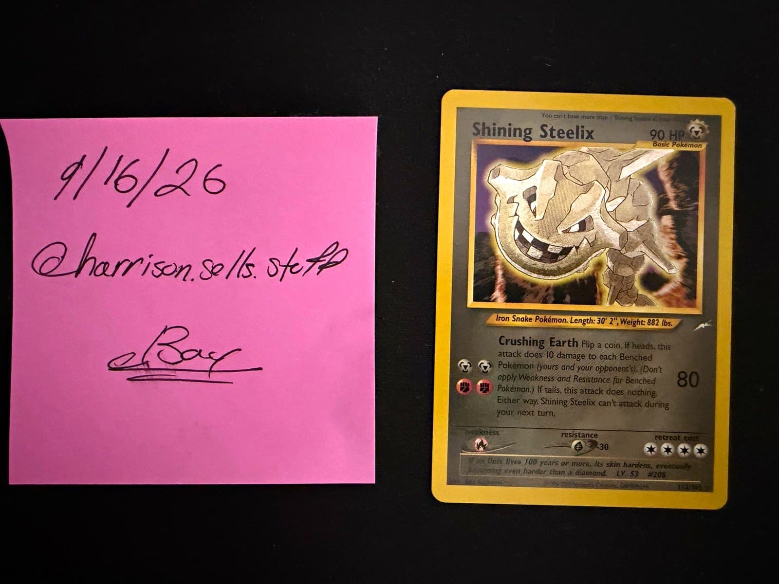 Pokemon TCG Shining Steelix 112/105 Neo Destiny Holo Secret Rare Unlimited