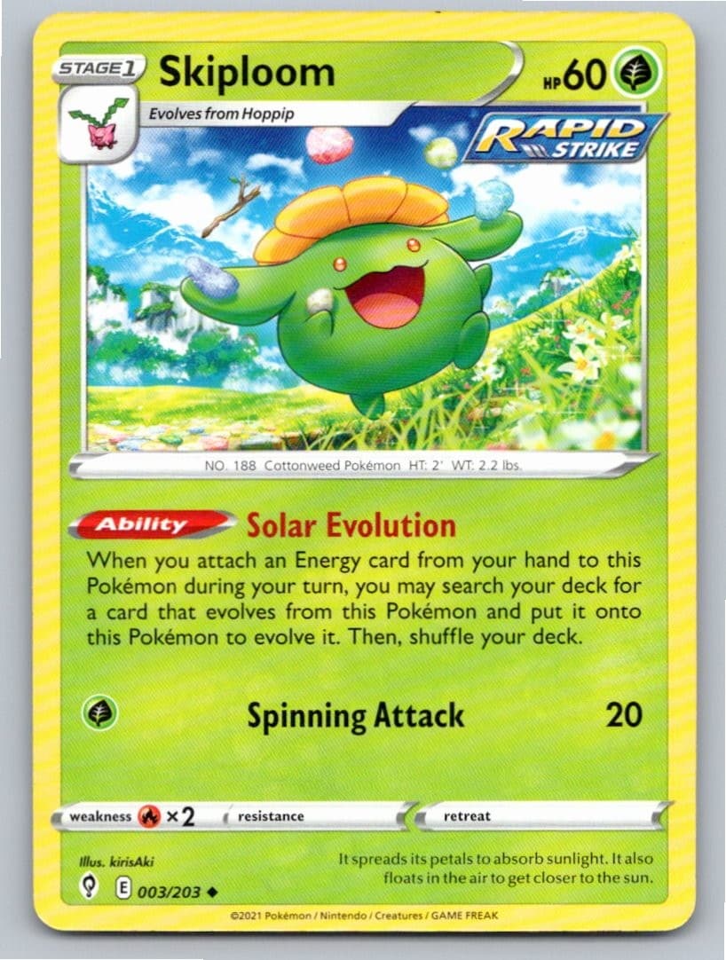 2021 POKEMON SKIPLOOM EVOLVING SKIES 003/203 UC NM A60477 FREE S&H