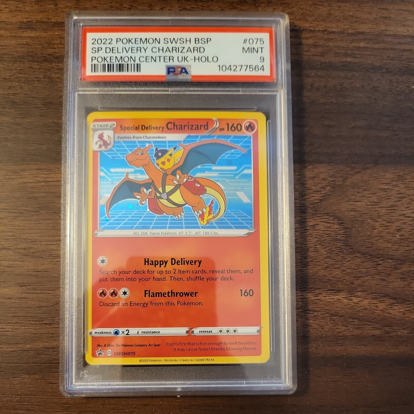 2022 POKEMON #SWSH075 SPECIAL DELIVERY CHARIZARD POKEMON CENTER PC UK HOLO PSA 9