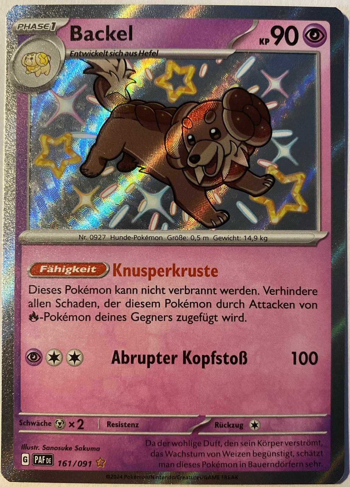 Pokemon Backel Shiny | Deutsch 161/091 Paldeas Schicksale | Near Mint