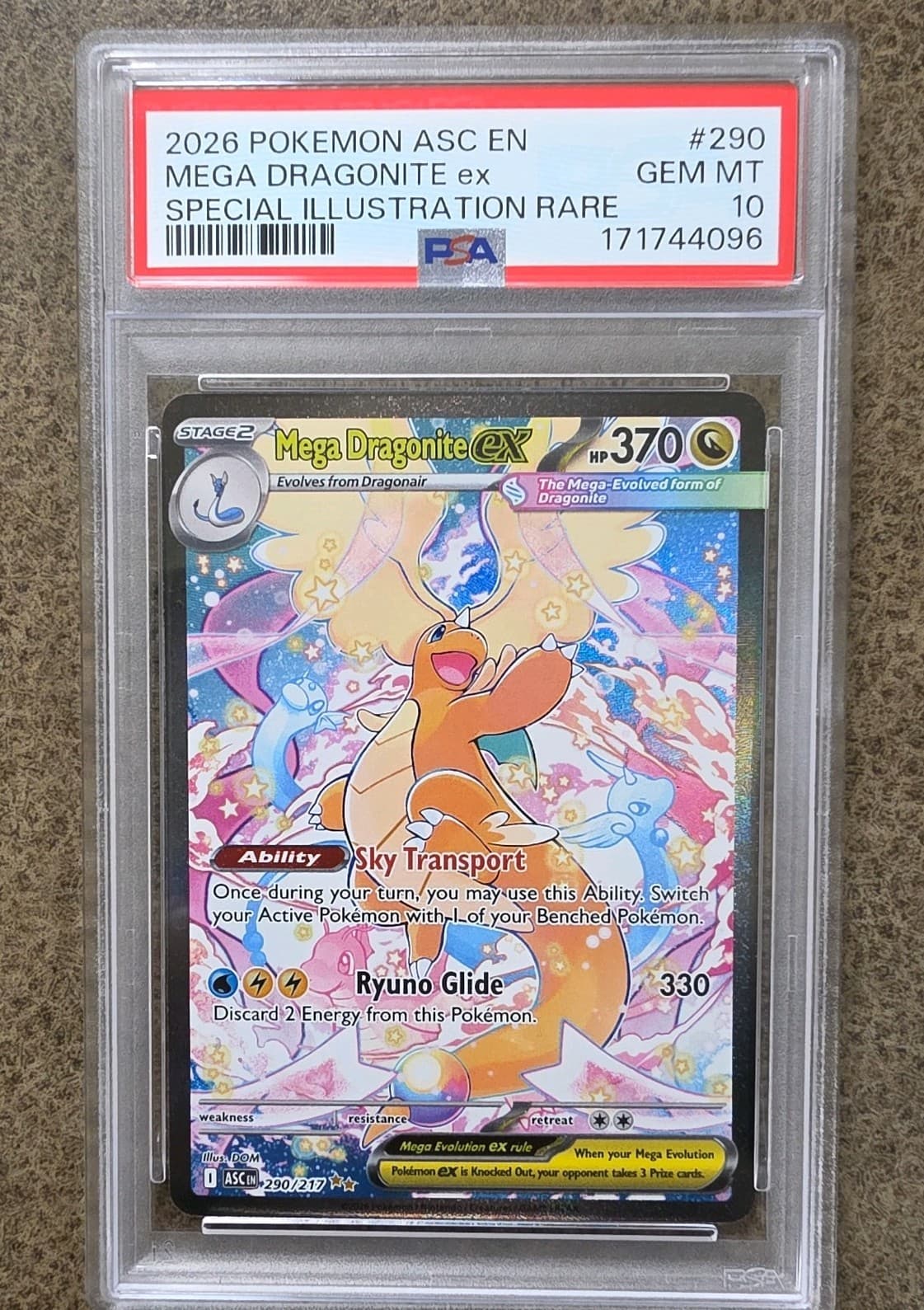 Mega Dragonite ex 290/217 PSA 10 GEM MT Ascended Heroes SIR Secret Rare Pokemon