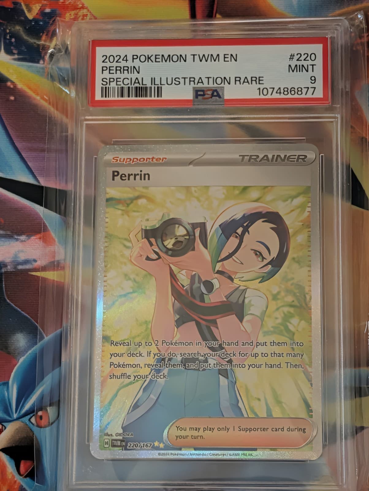 Pokémon TCG Twilight Masquerade Perrin 220/167 Holo English PSA 9