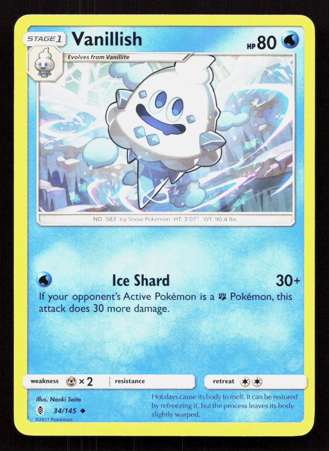 VANILLISH 34/145 Pokemon GUARDIANS RISING