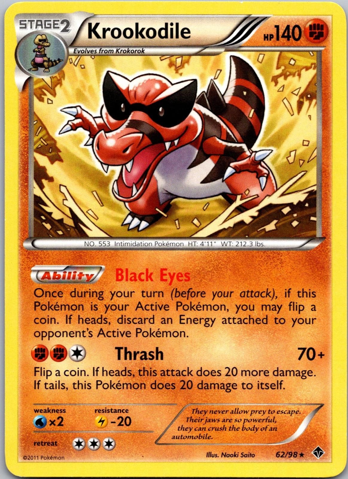 Krookodile 62/98 Rare Emerging Powers Pokemon Lightly Played