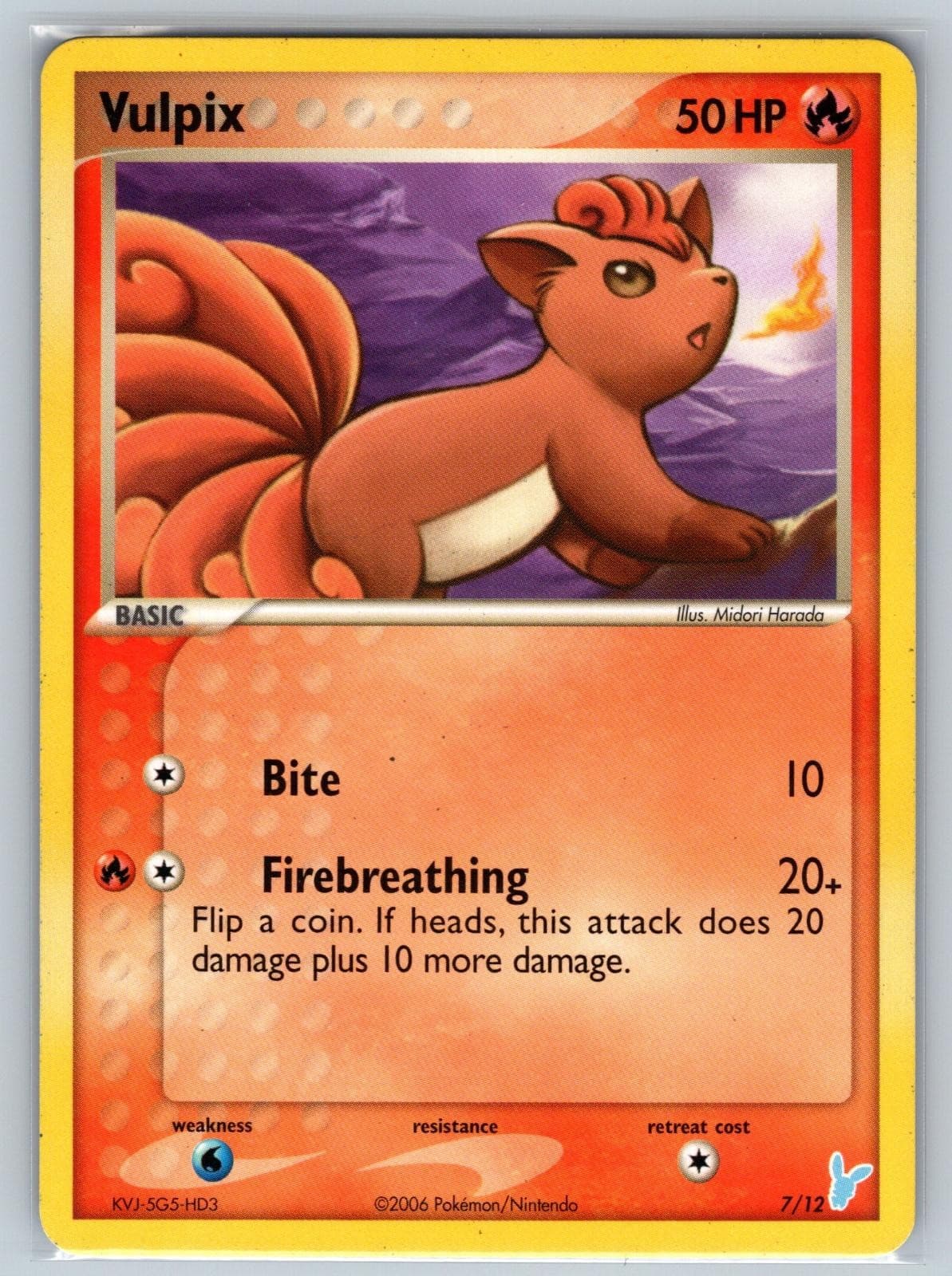 Vulpix 7/12 EX Trainer Kit 2 Minun Pokemon Lightly Played