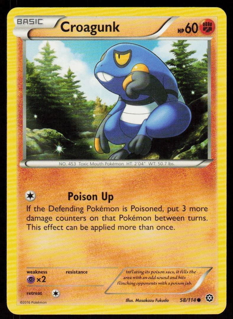 Croagunk 58/114 Common Steam Siege Pokemon Lightly Played