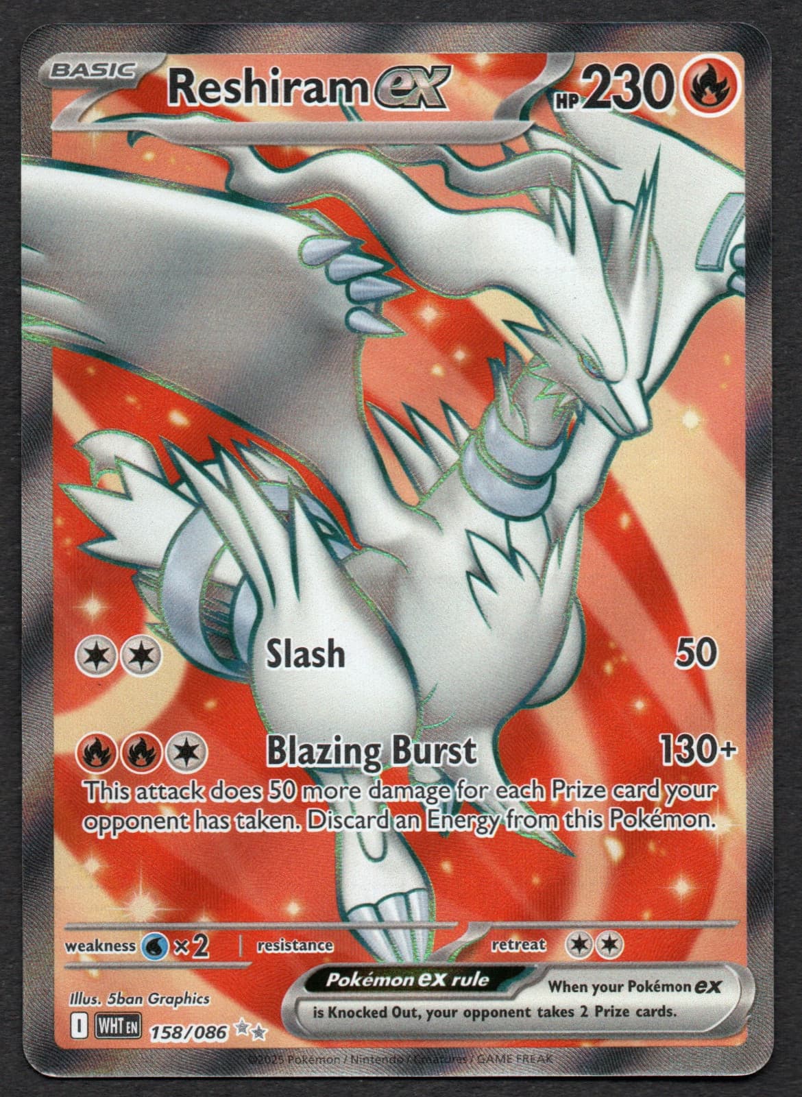 Reshiram ex 158/086 Ultra Rare Pokemon TCG: White Flare NM