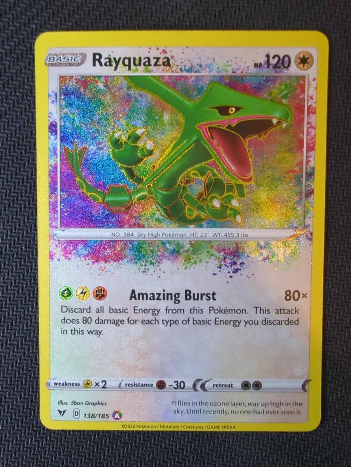 Pokemon Rayquaza 138/185 Swsh04: Vivid Voltage Amazing Rare Holo