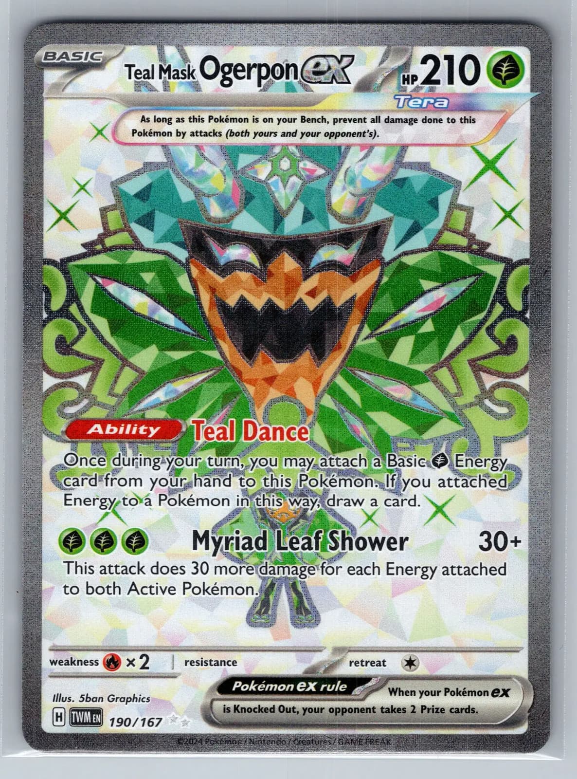 Teal Mask Ogerpon ex 190/167 Twilight Masquerade Ultra Rare FA Pokemon NM