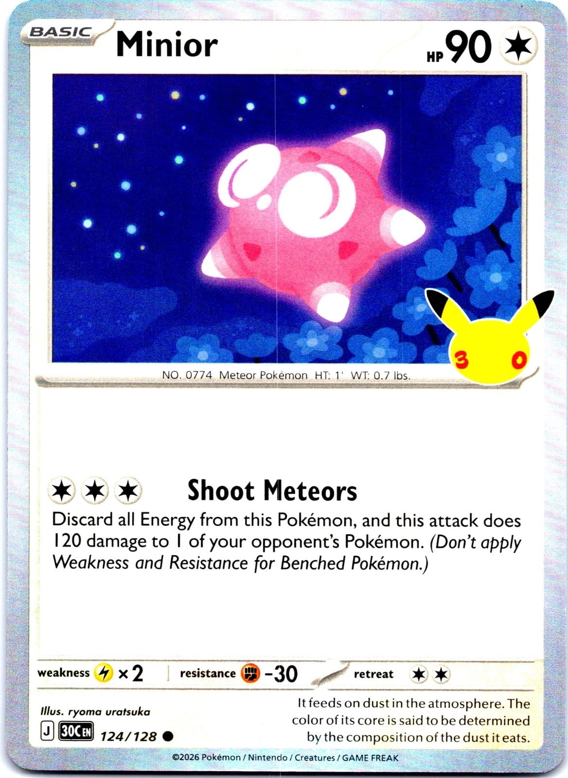 Minior Holo Common ME: 30th Celebration 124/128 NM ((Pokemon))