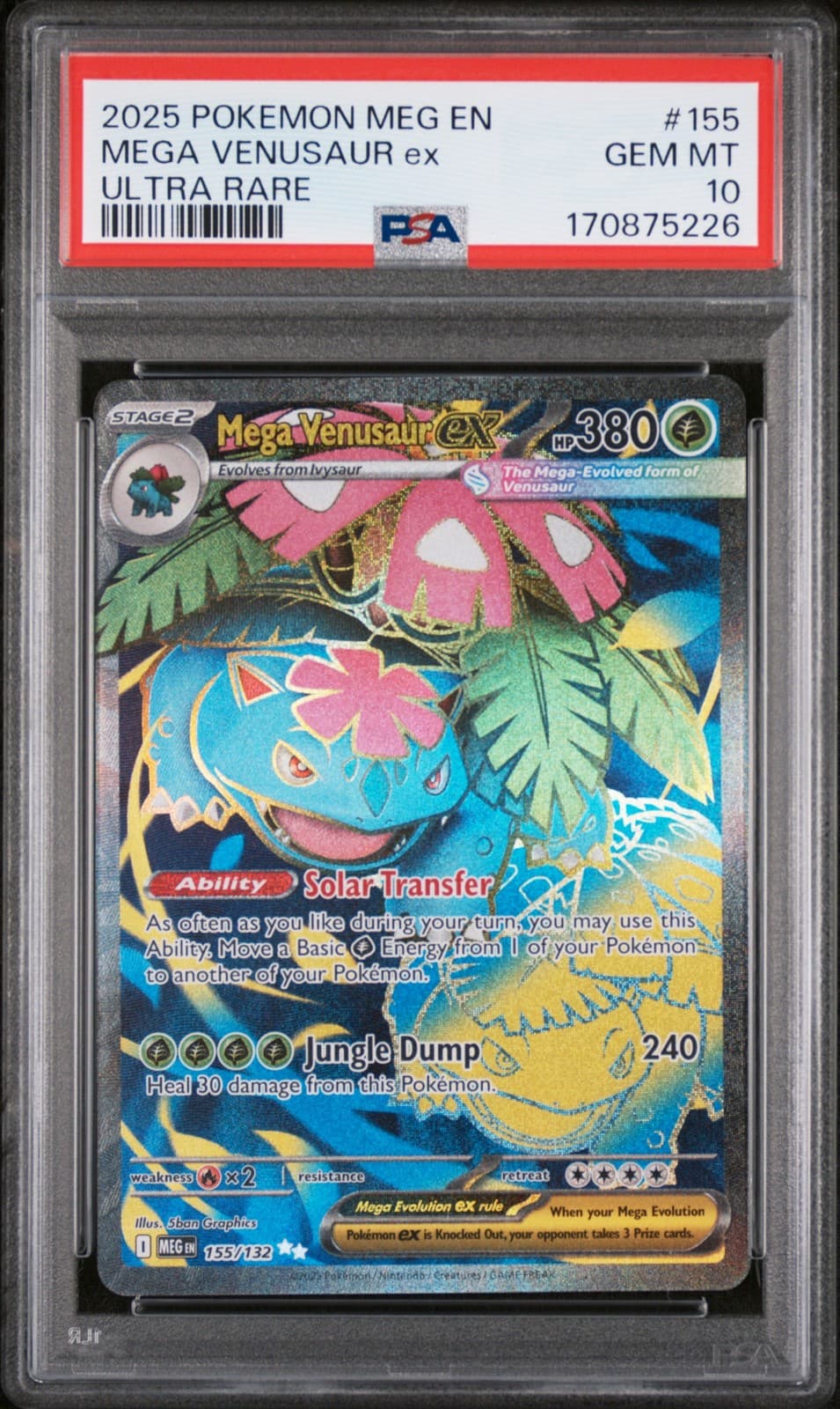 2025 POKEMON MEG EN-MEGA EVOLUTION ULTRA RARE #155 MEGA VENUSAUR EX PSA 10