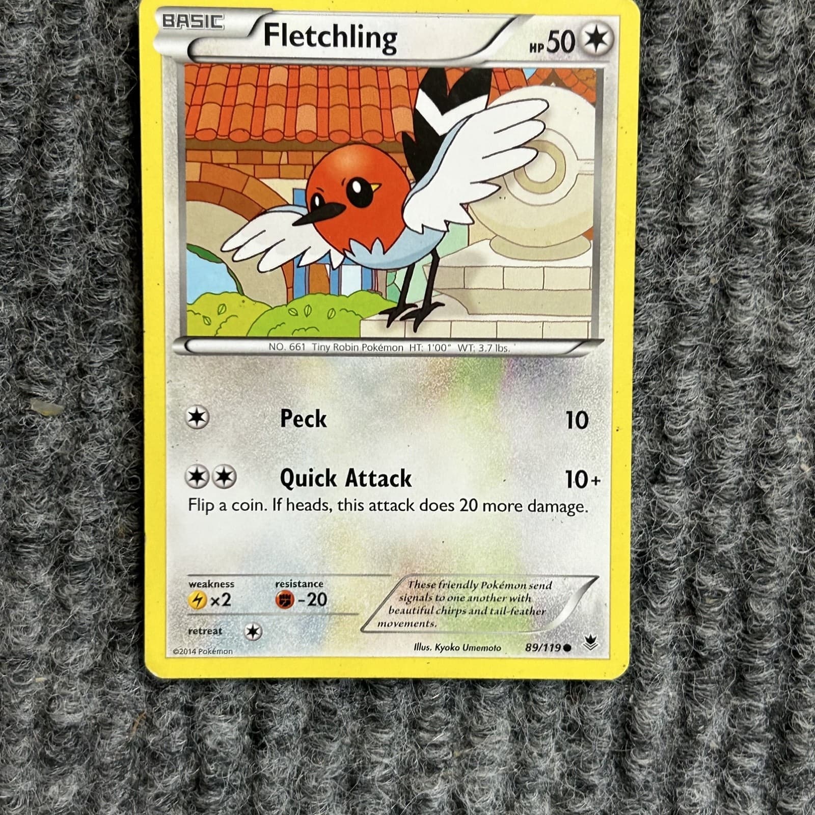 Pokemon Phantom Forces Fletchling 89/119 Basic Trading Card 2014 HP