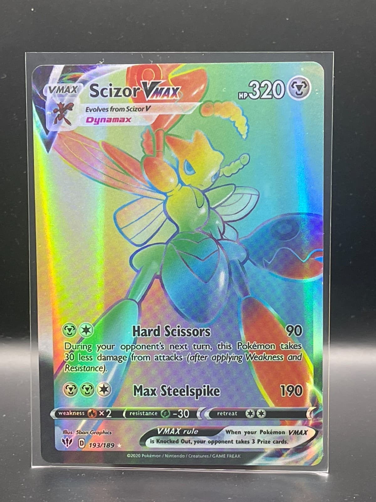 Scizor VMAX (Secret) 193/189 Pokemon SWSH03: Darkness Ablaze Holo Secret Rare NM