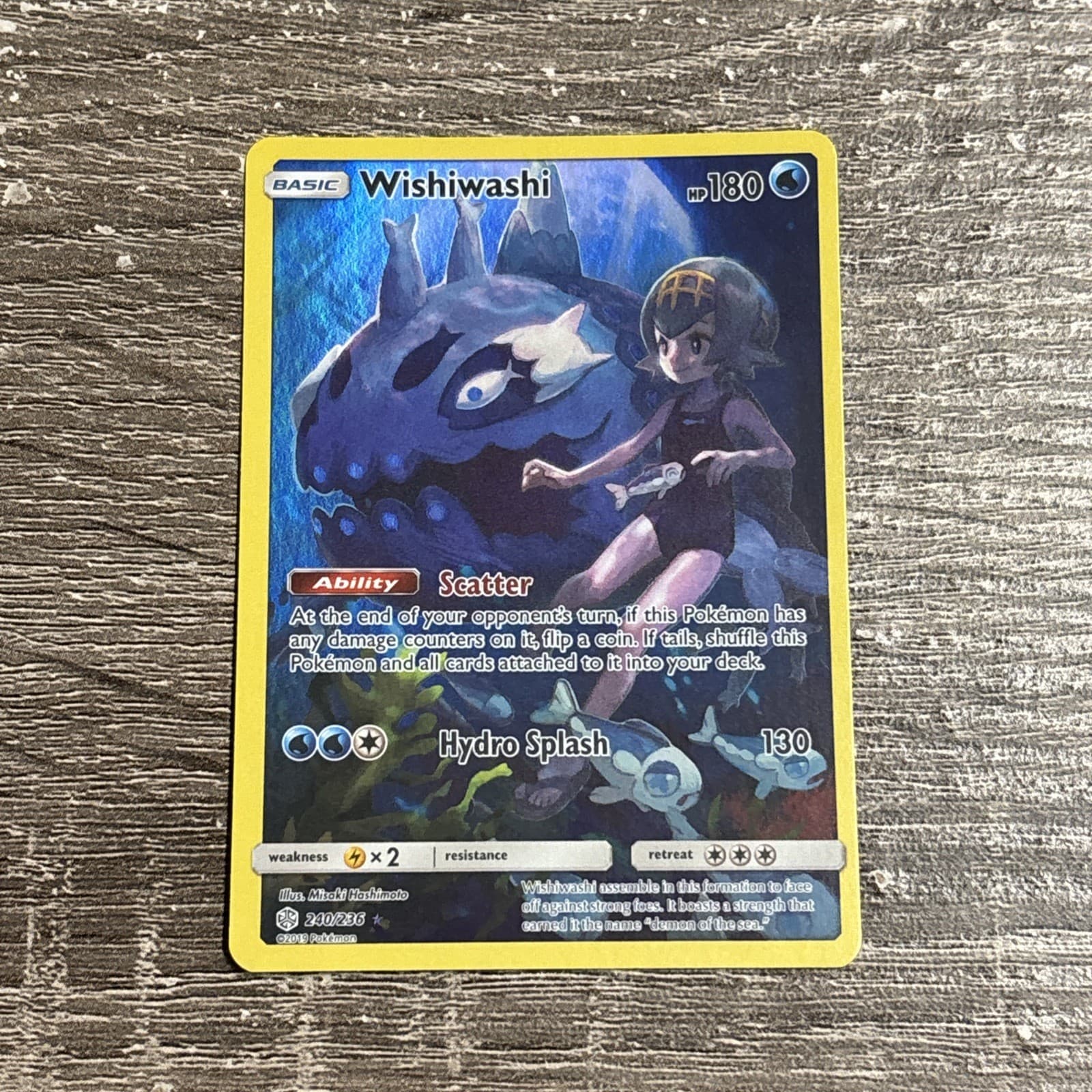 2019 POKEMON COSMIC ECLIPSE WISHIWASHI 240/236 SEC HOLO NM