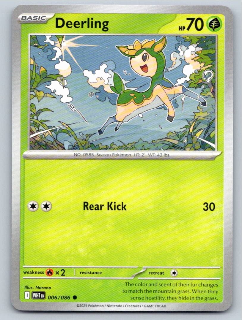 2025 POKEMON DEERLING WHITE FLARE 006/086 C NM A55856 FREE S&H