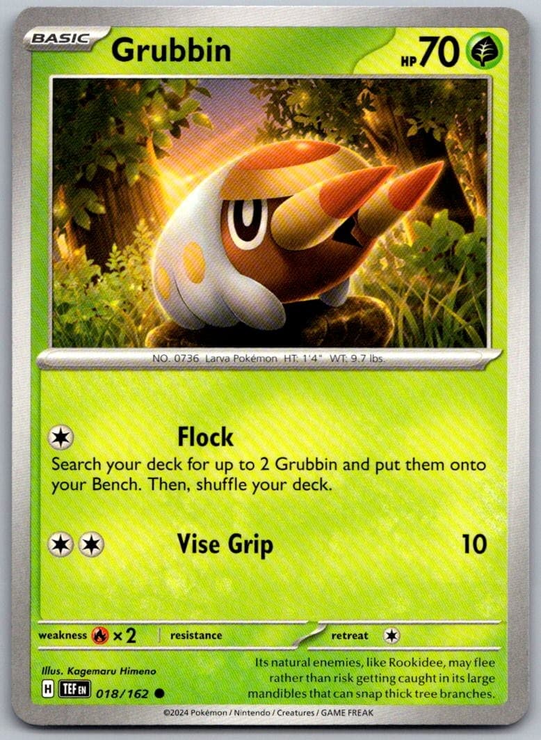 Grubbin Temporal Forces 018/162 Common PokéMon — English Near Mint