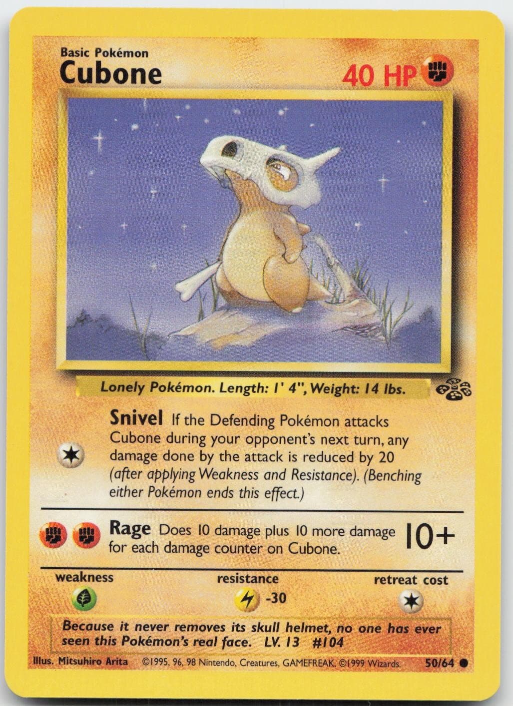 Cubone 50/64 Common Jungle Pokemon Unlimited Lightly Played