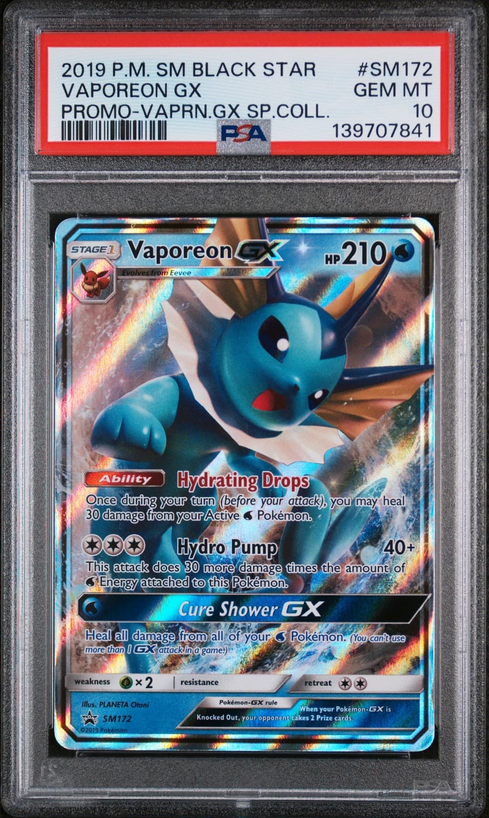 2019 POKEMON SM BLACK STAR PROMO #SM172 VAPOREON GX PSA 10
