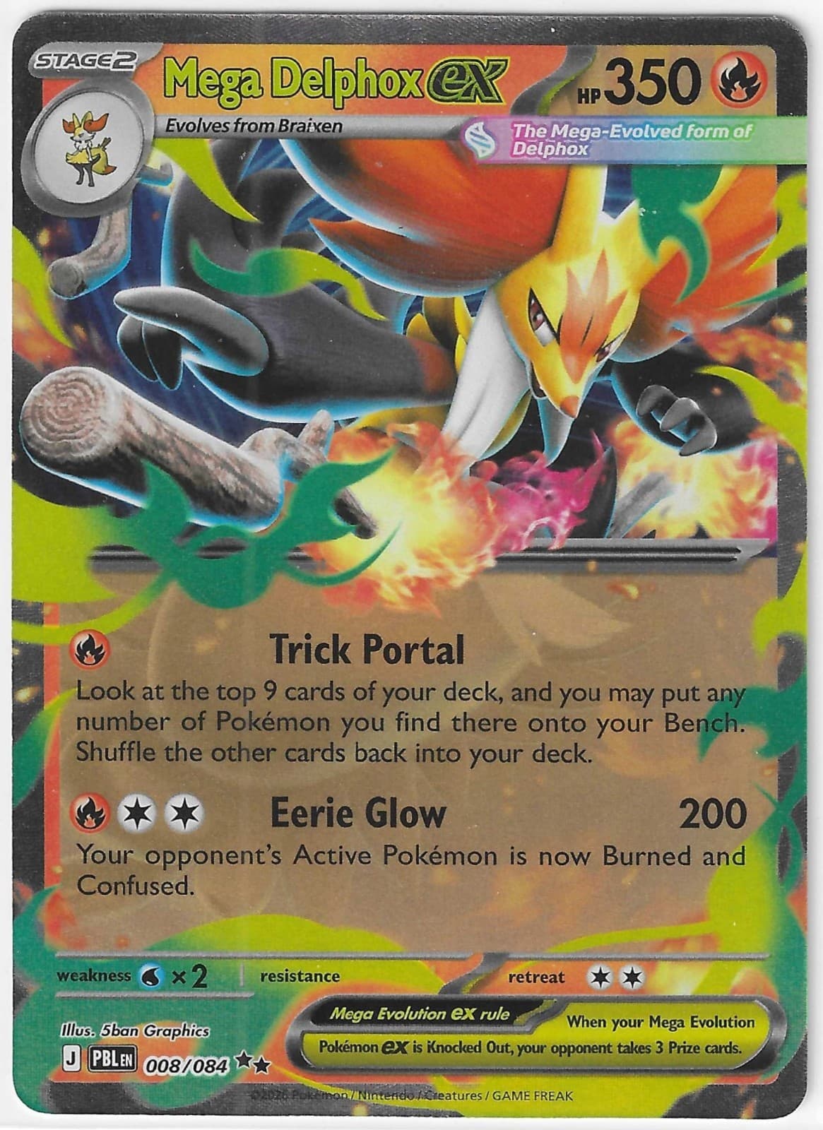 Mega Delphox ex 8/84 Double Rare | Pokémon Pitch Black English Near Mint