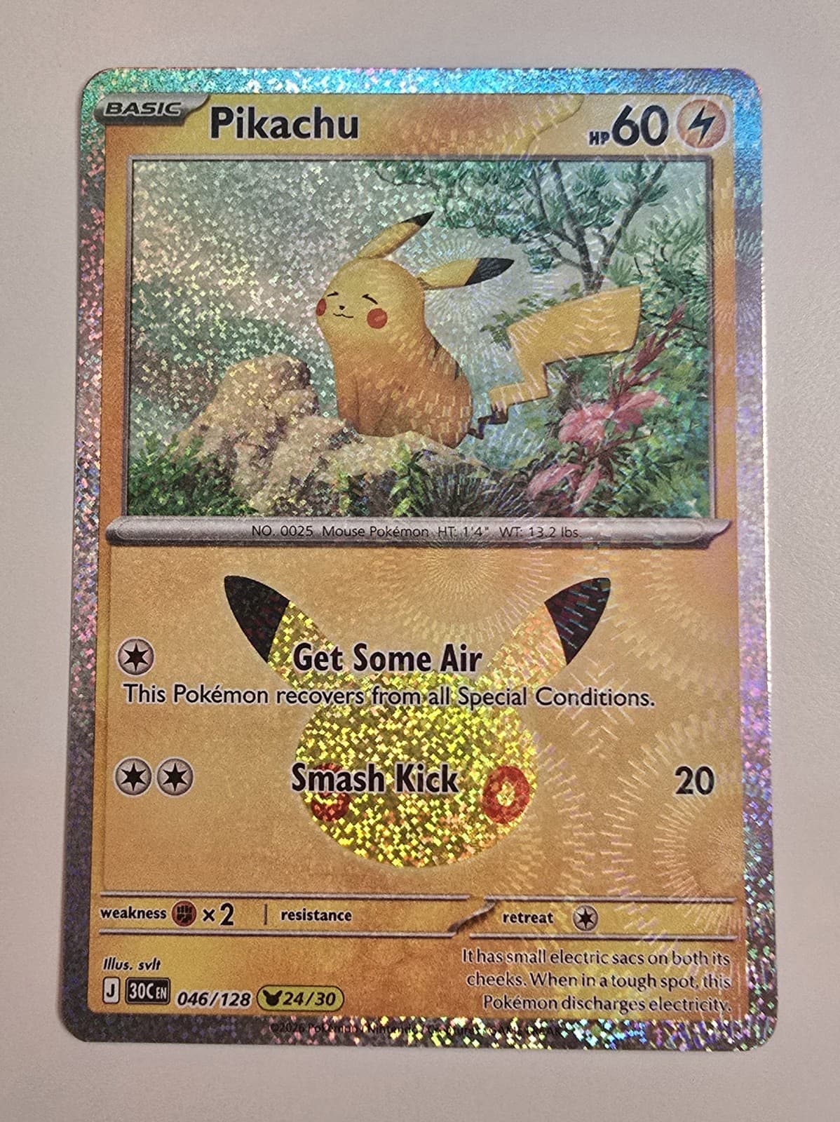 Pikachu 46/128 Pokemon 30th Celebration Holo