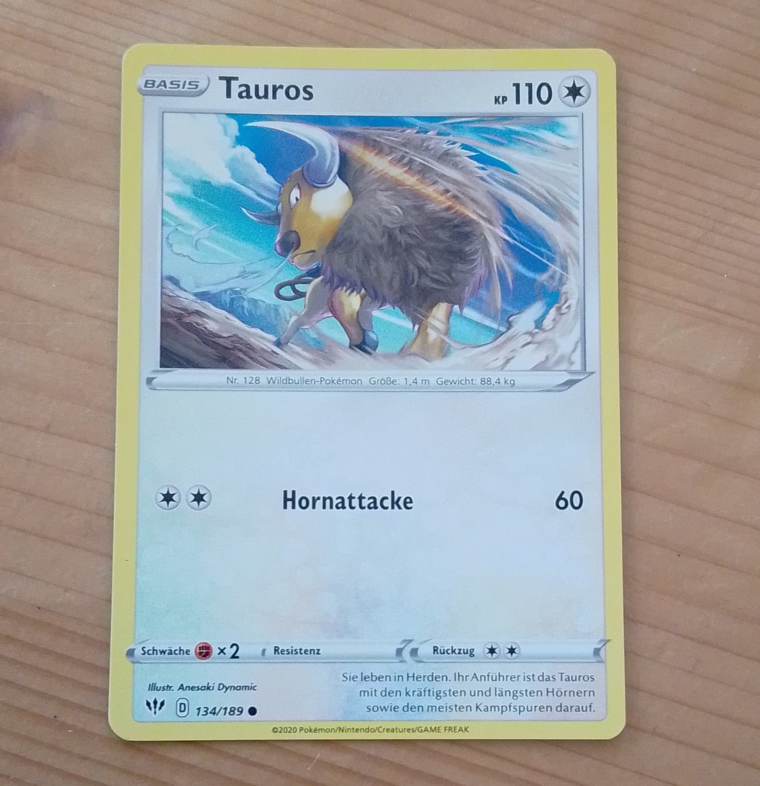 Pokémon Tauros 134/189 Flammende Finsternis 2020 Deutsch Non-Holo