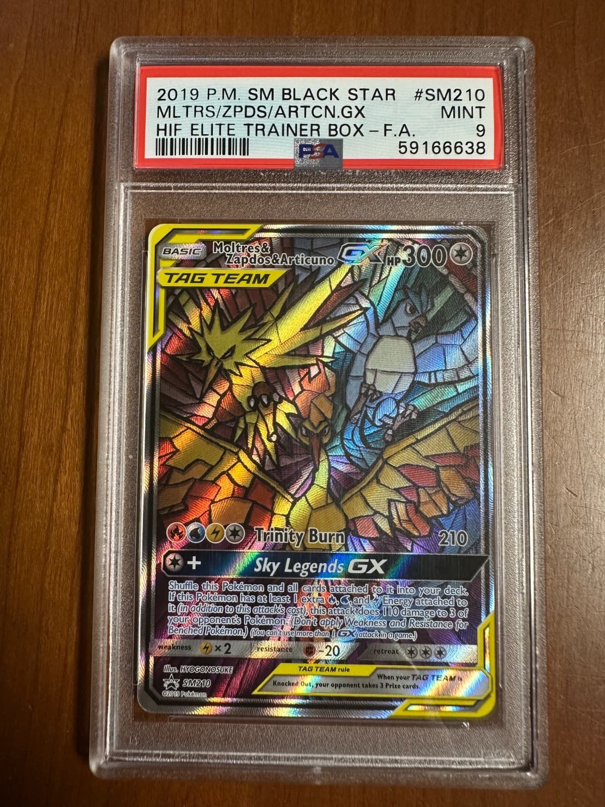 Pokemon 2019 Moltres & Zapdos & Articuno GX SM210 Full Art Hidden Fates PSA 9