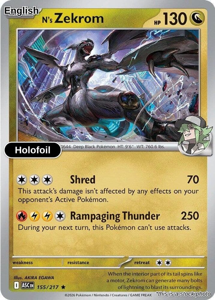 N's Zekrom Holofoil ME: Ascended Heroes 155/217 Near Mint