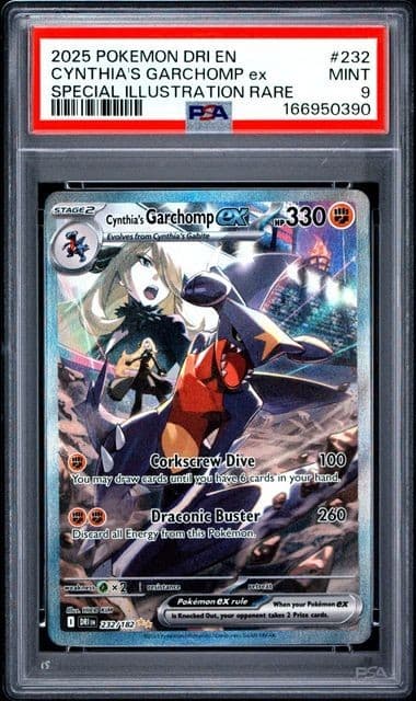 PSA 9 Cynthia's Garchomp EX 232/182 Pokemon Destined Rivals Special Illustration