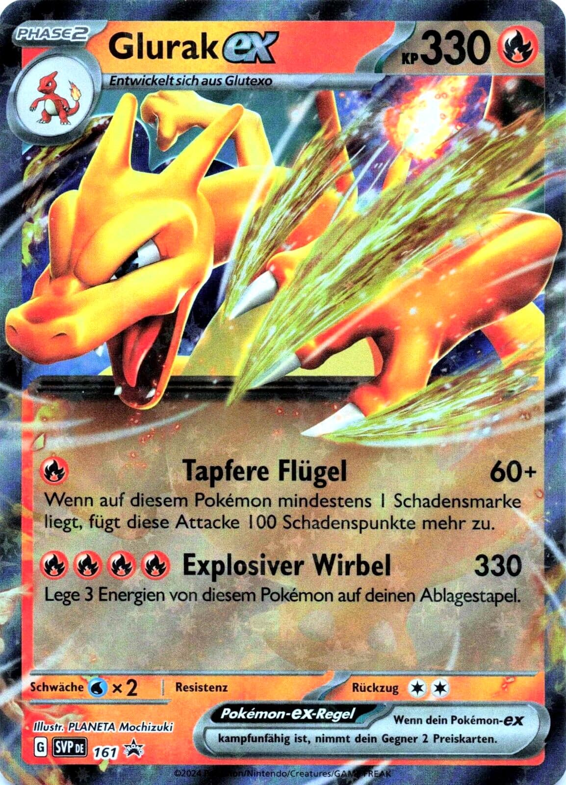 Pokemon Karte Glurak ex SVP DE 161 Black Star Promo Deutsch NM Feuer Glumanda
