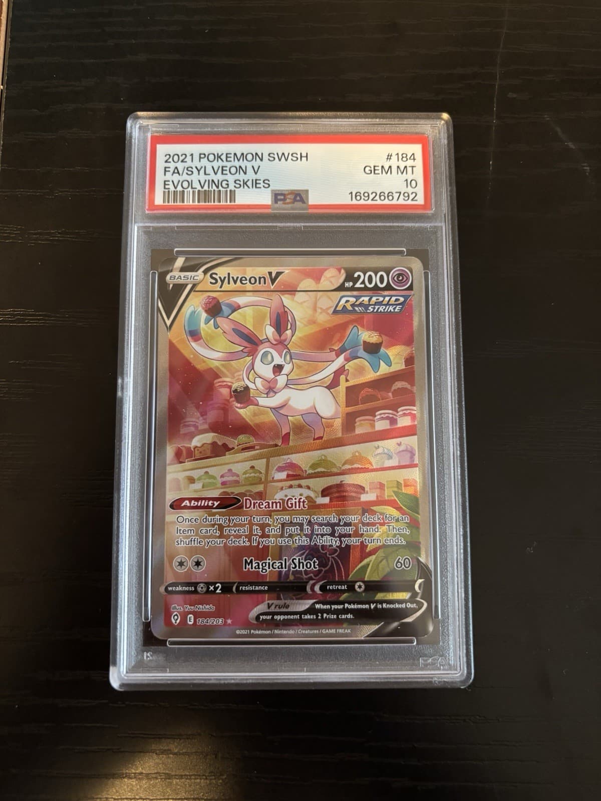 2021 POKEMON SWORD & SHIELD EVOLVING SKIES #184 FULL ART/SYLVEON V PSA 10