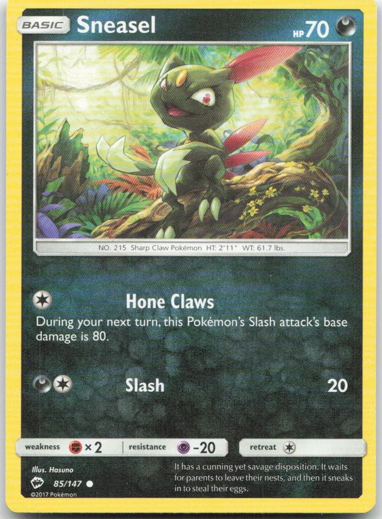 Sneasel 85/147 Common Burning Shadows Pokemon Moderately Played