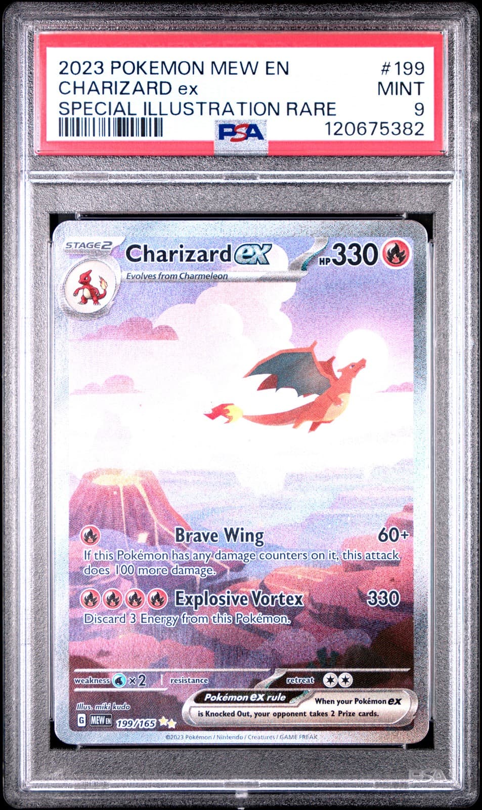 2023 POKEMON MEW EN-151 SPECIAL ILLUSTRATION RARE #199 CHARIZARD EX PSA 9