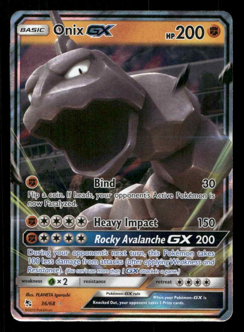 Onix GX Holo Hidden Fates 36/68 NM Pokemon