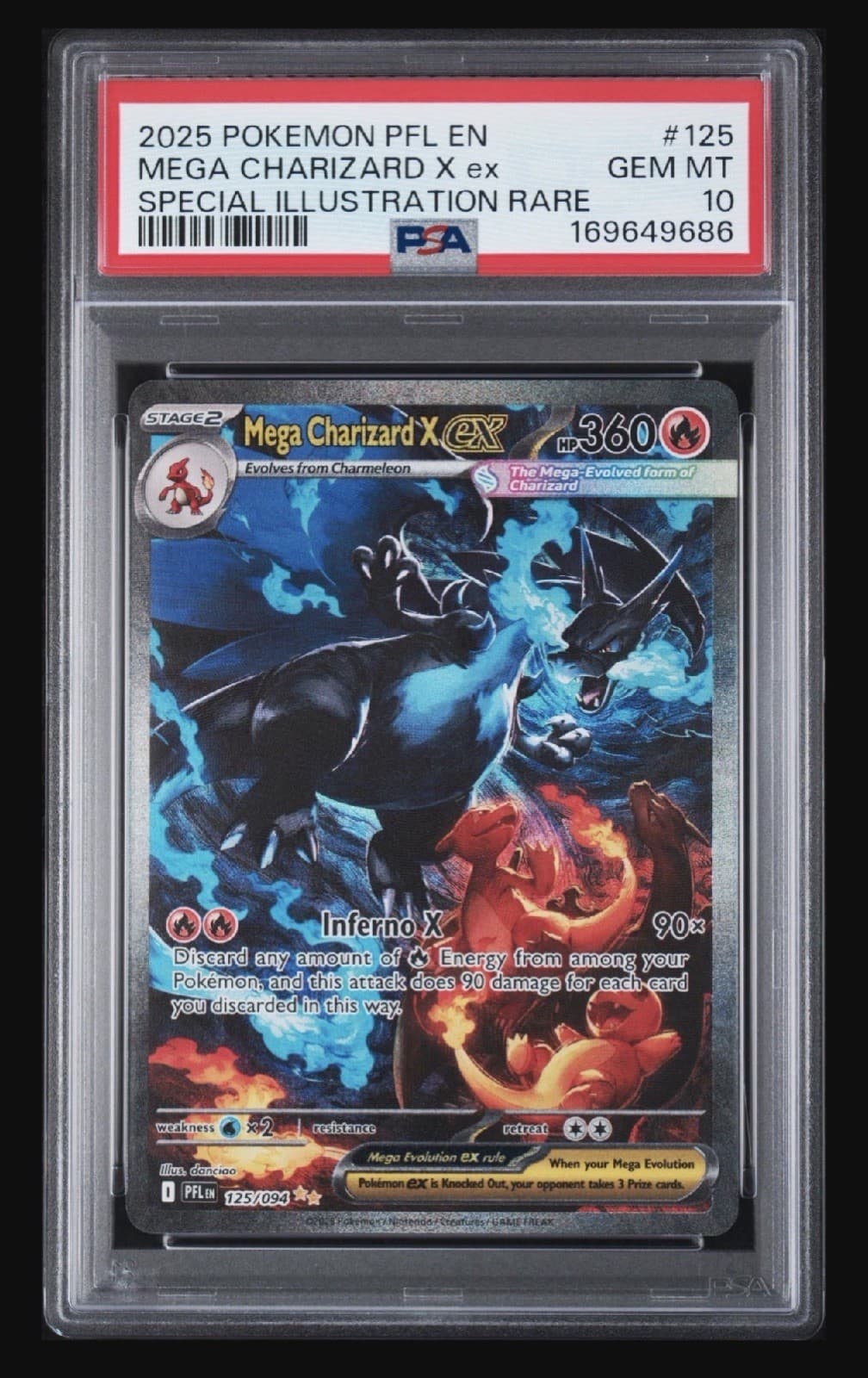 Mega Charizard X ex 125/094 Me02: Phantasmal Flames Holo New Cert sir PSA 10