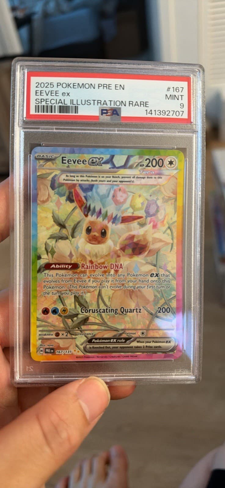 2025 POKEMON PRE EN-PRISMATIC EVOLUTIONS #167 EEVEE EX PSA 9
