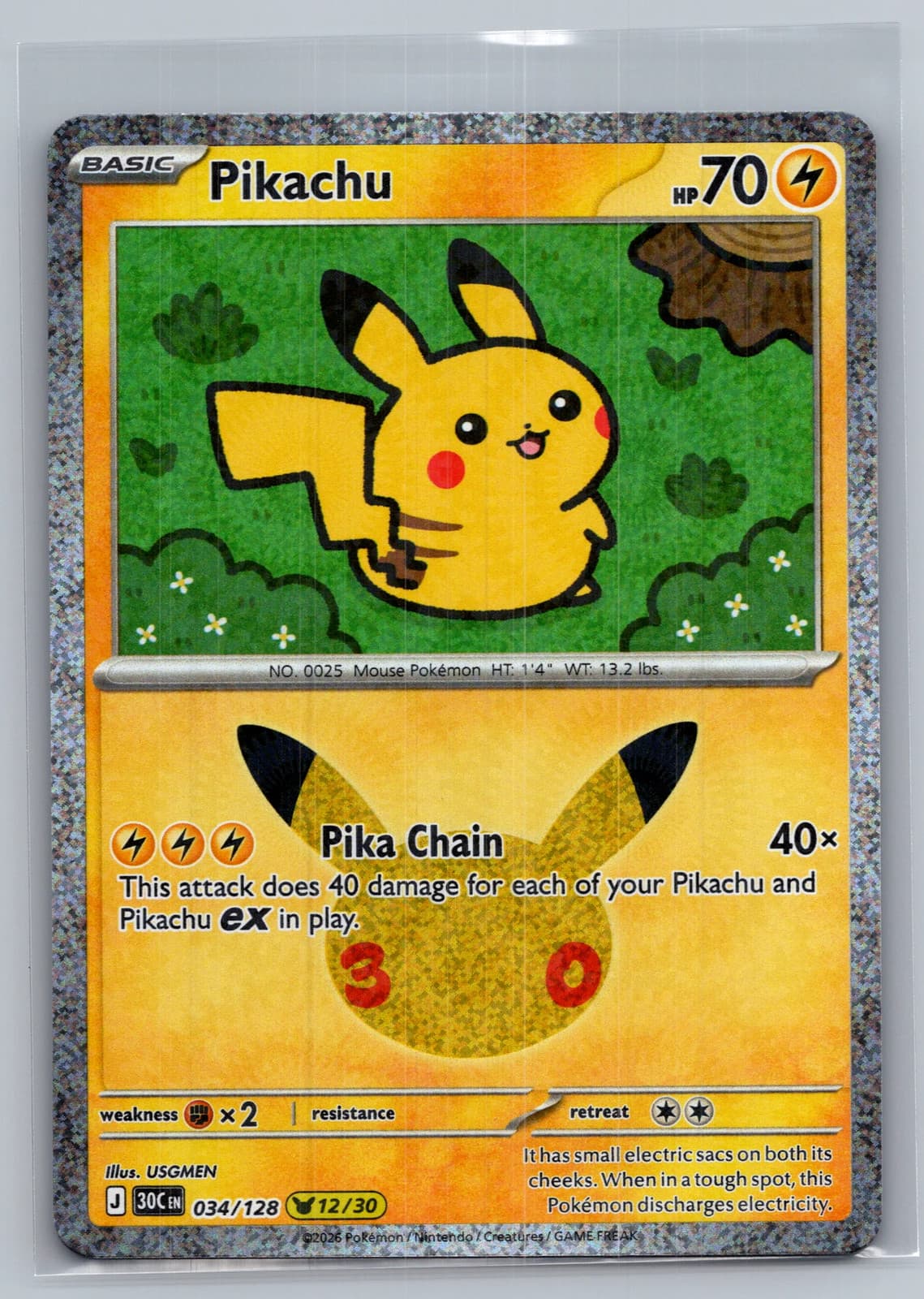 Pikachu #34/128 2026 30th Celebration Pokemon TCG