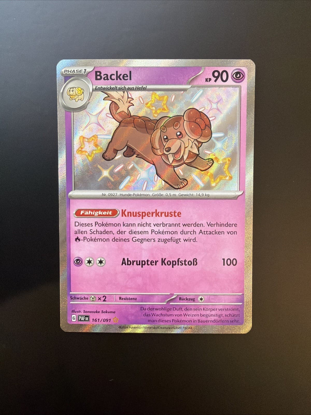 Pokemon Backel Shiny | Deutsch 161/091 Paldeas Schicksale | Near Mint