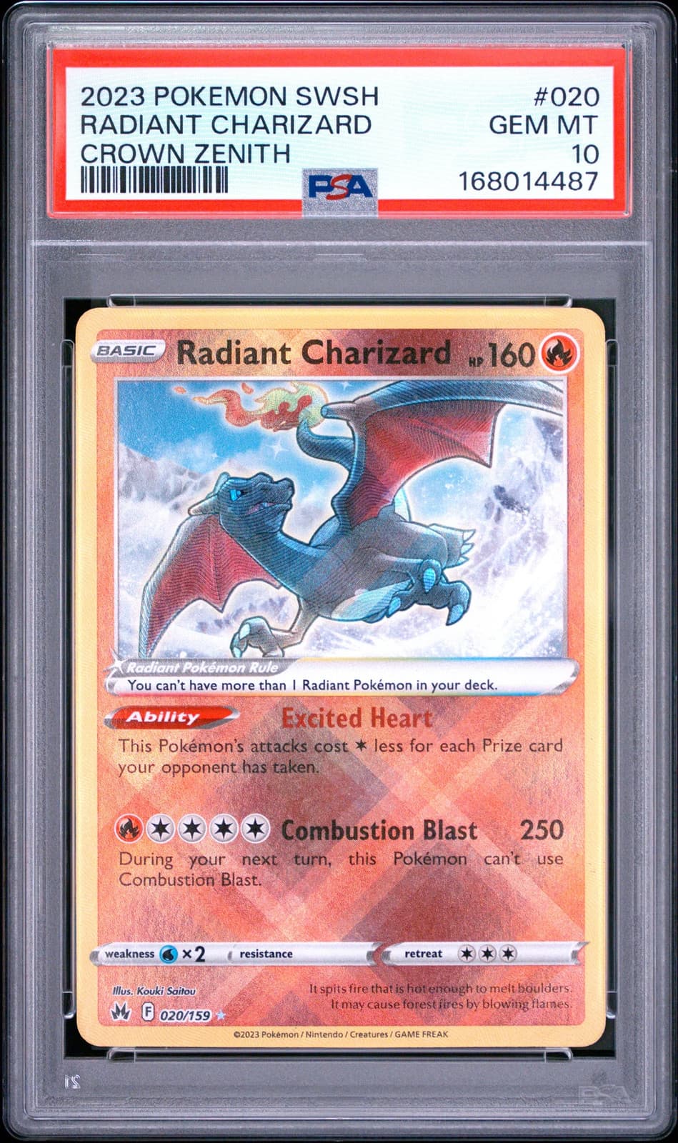 2023 Pokemon Sword And Shield Crown Zenith Radiant Charizard #020 PSA 10