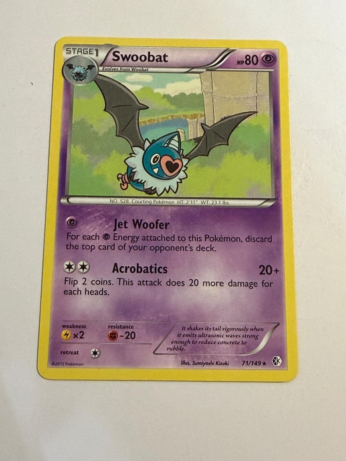 Swoobat 71/149 Rare Boundaries Crossed Pokemon Moderately Played