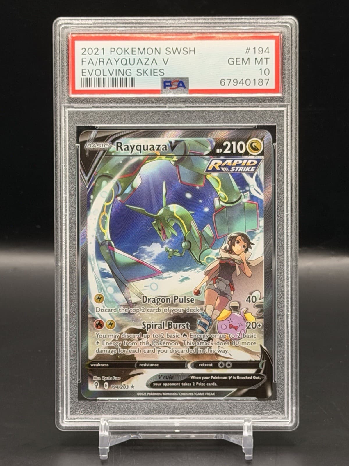 PSA 10 Rayquaza V Alternate Full Art | Evolving Skies #194/203 2021 Pokemon SWSH