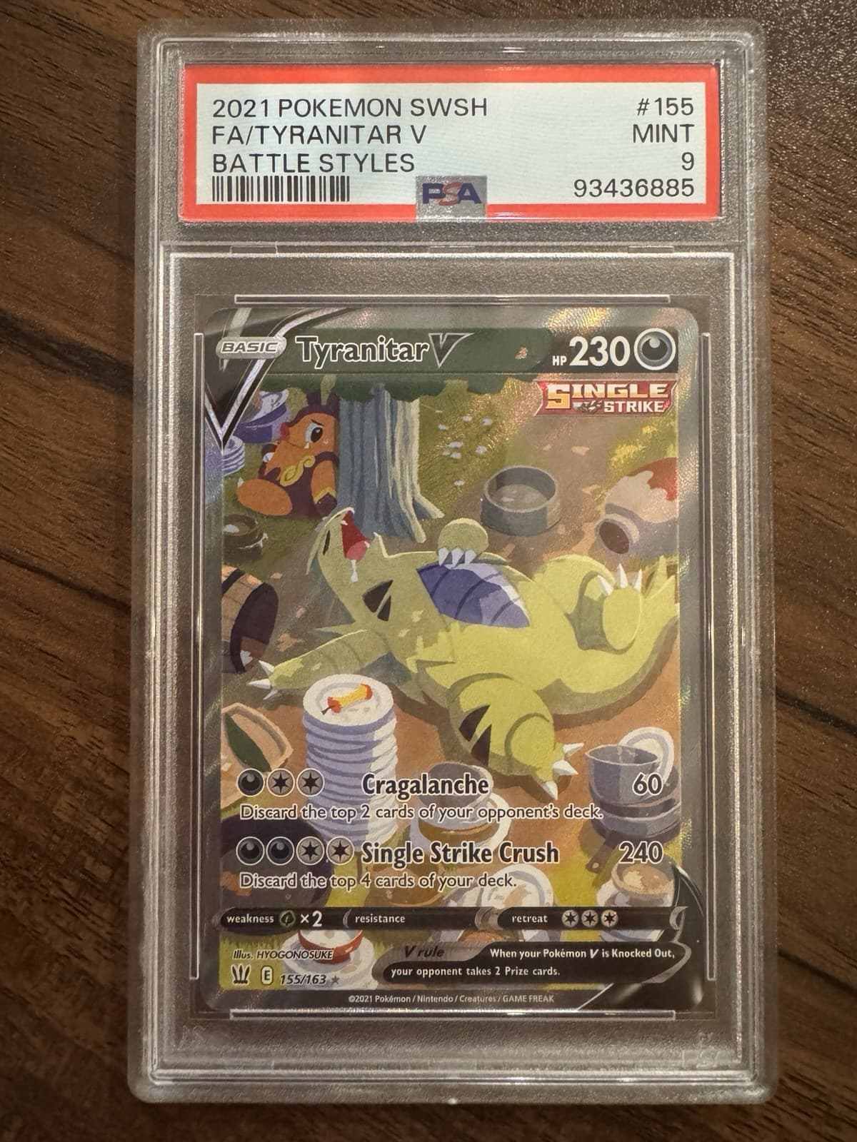 Pokemon 2021 Tyranitar V 155/163 Full Art Secret Rare Battle Styles PSA 9