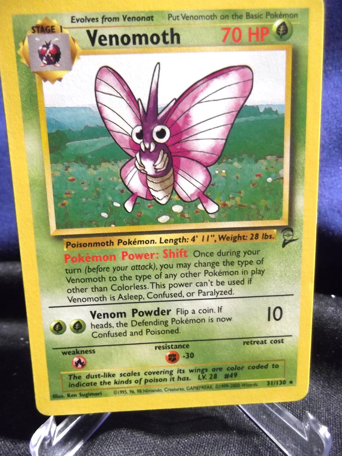 WOTC Pokemon TCG Venomoth 31/130 Base Set 2 Unlmtd Rare English 70HP 1999 - LP